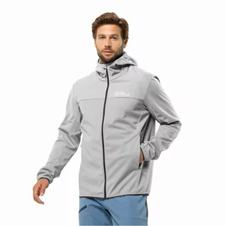 Kurtki męskie - Męska kurtka softshellowa Jack Wolfskin FELDBERG HOODY M cool grey - L - grafika 1