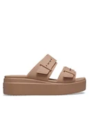 Klapki i japonki damskie - Crocs Klapki Brooklyn Low Wedge Sandal W 207431 Beżowy - miniaturka - grafika 1