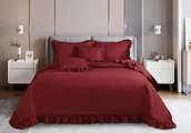 Narzuty - Bordowa Narzuta Pikowana Z Falbanką 140x200 RUFFY - miniaturka - grafika 1