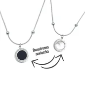 Naszyjniki - Naszyjnik z Dwustronną Zawieszką Srebrny Zegar - Stal Chirurgiczna - miniaturka - grafika 1