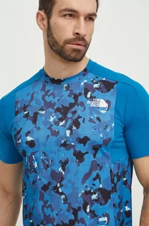 Koszulki męskie - The North Face t-shirt sportowy Valday kolor niebieski wzorzysty NF0A851SXID1 - grafika 1