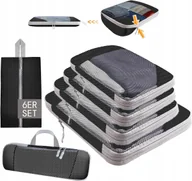 Akcesoria podróżnicze - Organizer do walizki podróżnej na bagaż różne rozmiary Zestaw 6szt Szary - miniaturka - grafika 1