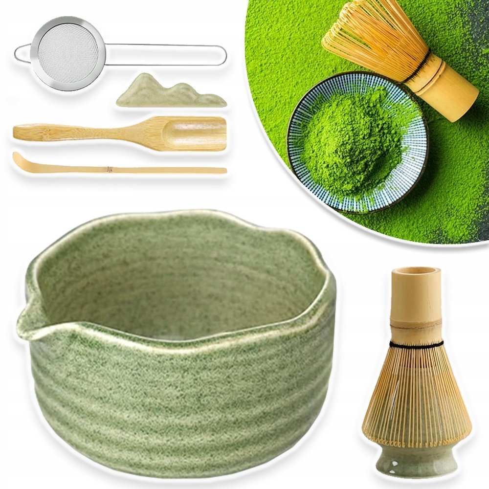 Bambusowy Zestaw Trzepaczek Do Matchy Herbaty Ceramiczna Miska Matcha 7W1