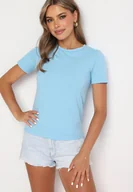 Koszulki i topy damskie - Granatowy Gładki T-shirt z Krótkim Rękawem Elldora - miniaturka - grafika 1