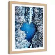 Plakaty - Plakat ozdobny w ramie naturalnej FEEBY Wodospad wśród skał, 50x70 cm - miniaturka - grafika 1