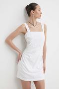 Sukienki - Abercrombie & Fitch sukienka lniana kolor biały mini dopasowana - miniaturka - grafika 1