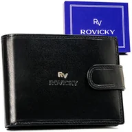 Portfele - Antykradzieżowy portfel męski ze skóry naturalnej z ochroną kart RFID Rovicky, czarny - miniaturka - grafika 1