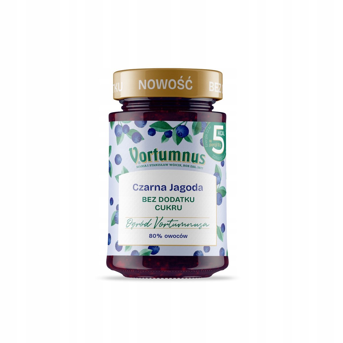 DŻEM CZARNA JAGODA BEZ CUKRU 80% OWOCÓW VORTUMNUS 300G