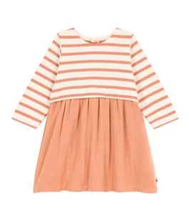 Petit Bateau Dziewczęca sukienka z długim rękawem A08FE różowa Sienna/biały Avalanche, 12 miesięcy, Rosa Sienna/biały Avalanche, 12 Miesiące - Sukienki - miniaturka - grafika 1