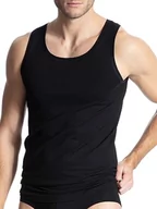 Koszulki męskie - CALIDA Męski T-shirt Cotton Code Athletic, czarny, 46/48 PL - miniaturka - grafika 1