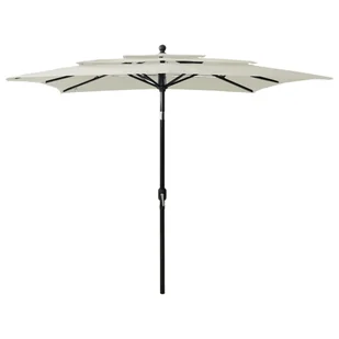 vidaXL 3-poziomowy parasol na aluminiowym słupku, piaskowy, 2,5x2,5 m 313836 - Parasole ogrodowe - miniaturka - grafika 9