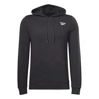 Bluzy męskie - Reebok Męska bluza z kapturem z lewej klatki piersiowej, czarna, L, Czarny, L - grafika 1