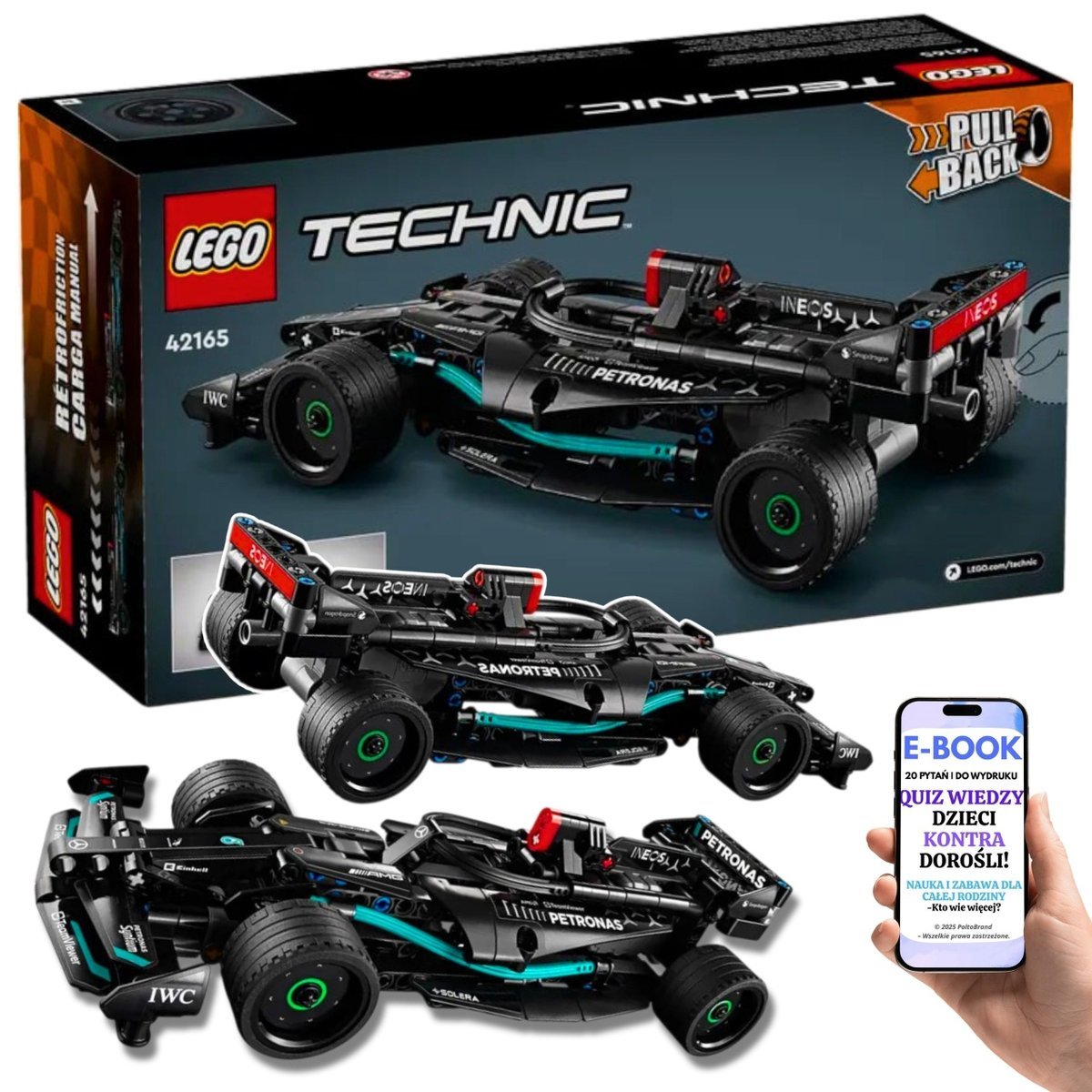 LEGO KLOCKI PREZENT LEGO TECHNIC Mercedes F1 42165 – Zestaw Technic z Napędem Pull-Back Idealny prezent dla chłopca 7+ EBOOK-2