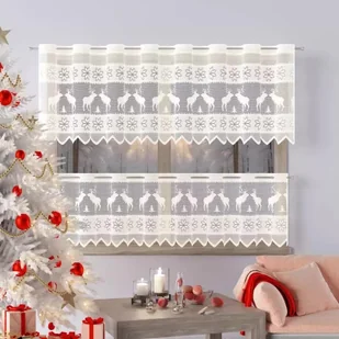 Zazdrostka żakardowa metrażowa wys. 30 cm Reniferki 624629 krem 30 cm - Firany - miniaturka - grafika 1