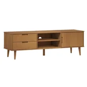 Szafki RTV - vidaXL Szafka pod telewizor MOLDE brązowa 158x40x49 cm lite drewno sosnowe - miniaturka - grafika 1