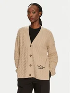 Swetry damskie - Tommy Hilfiger Kardigan WW0WW42143 Beżowy Relaxed Fit - miniaturka - grafika 1