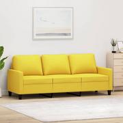 Sofy i kanapy - vidaXL Sofa 3-osobowa, jasnożółta, 180 cm, tapicerowana tkaniną - miniaturka - grafika 1