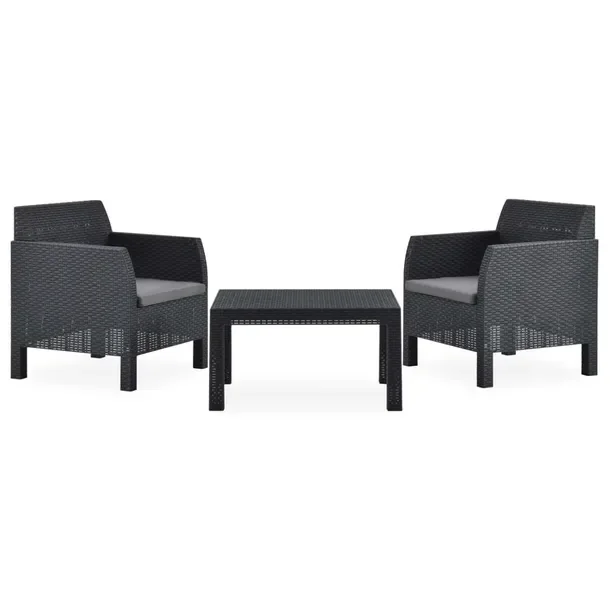 Zestaw mebli ogrodowych antracytowy z poduszkami PP, stół 58x58x41 cm, kr