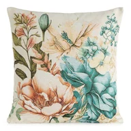 Poszewki na poduszki - Poszewka dekoracyjna GOBELIN 45x45 Eurofirany kremowa niebieska łososiowa kwiaty - miniaturka - grafika 1