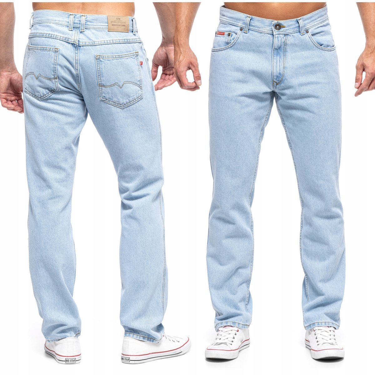 SPODNIE MĘSKIE KLASYCZNE JASNE STANLEY JEANS 400/231 110cm/L32