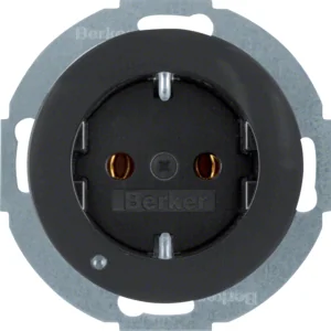 R.classic Berker Gniazdo SCHUKO z podświetleniem LED czarny, połysk - Gniazdka elektryczne - miniaturka - grafika 1
