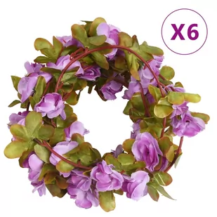 vidaXL Sztuczne girlandy kwiatowe, 6 szt., jasny fiolet, 250 cm - Dekoracje domu - miniaturka - grafika 1