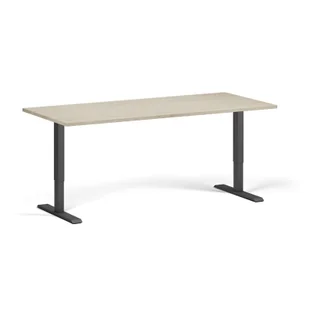 Stół z regulacją wysokości, 1 silnik, 745 - 1235 mm, blat 1800 x 800 mm, podstawa czarna, dąb naturalny - Biurka - miniaturka - grafika 1