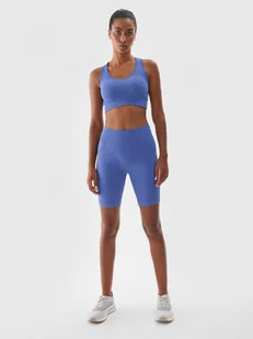 Damskie legginsy kolarki treningowe 4F 4FWAW24TFSHF710 - niebieskie - Spodnie sportowe damskie - miniaturka - grafika 1