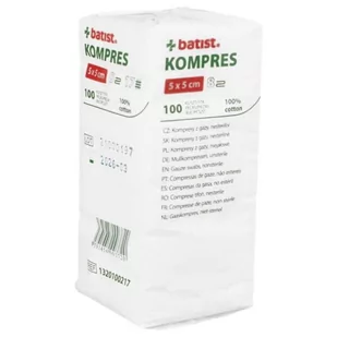 Batist, Kompres gazowy 13N 8W  5 cm x 5 cm, 100 szt. - Apteczki i materiały opatrunkowe - miniaturka - grafika 1