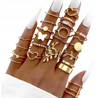 Pierścionki - Srebrny Zestaw Pierścionków Retro Punk Boho Piękny 24 Pierścionki 16-18 Mm - miniaturka - grafika 1