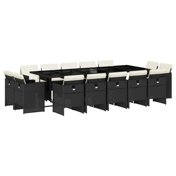 Zestaw mebli ogrodowych 275 x 106 x 73 cm, czarny, rattan PE, 14 krzeseł