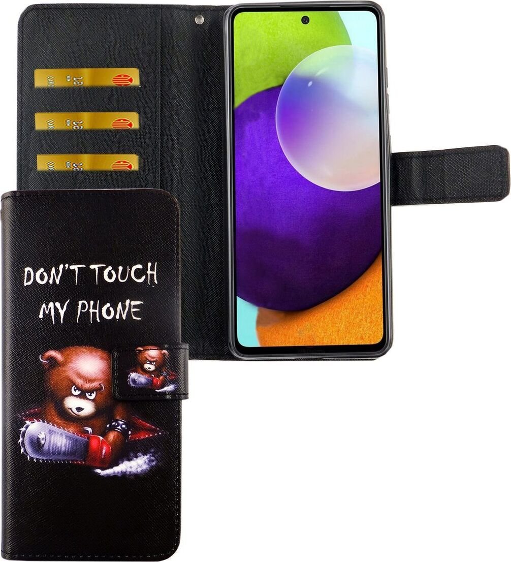 Etui na telefon Samsung Galaxy A72 5G z klapką i kieszenią na kartę Nie dotykaj mojego telefonu