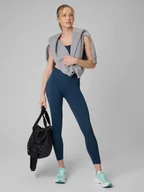 Legginsy - 4F Legginsy treningowe bezszwowe damskie - granatowe XS/S - miniaturka - grafika 1