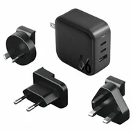 Ładowarki do telefonów - ENERGEA ład. siec. 1xUSB+2xUSB-C PD-PPS-QC 3.0 66W 2C1A czarny/black US+EU Travelite GAN66 - miniaturka - grafika 1