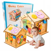 Zabawki sensoryczne - Manipulacyjny Domek Zabawa Edukacyjna Tablica Sorter Sensoryczny Montessori - miniaturka - grafika 1