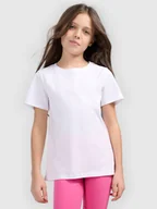 Koszulki dla dziewczynek - 4F T-shirt gładki dziewczęcy - biały 122 (6-7 lat) - miniaturka - grafika 1