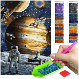 Haft Diamentowy ARTULIO, Obraz DIY 5D, Diamond Painting, Mozaika Diamentowa 40X60cm (Astronauta na tle planety) + Zestaw Akcesoriów - Zabawki kreatywne - miniaturka - grafika 1