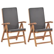 Fotele i krzesła ogrodowe - vidaXL Rozkładane krzesła ogrodowe z poduszkami, 2 szt., drewno tekowe - miniaturka - grafika 1