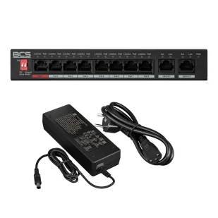 Switch 8 portowy PoE BCS-L-SP0802G(2) 8 x PoE 100Mb/s 2 x Uplink Gigabit - Akcesoria do monitoringu - miniaturka - grafika 2
