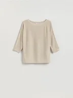 Swetry damskie - Reserved - Sweter z metalizowaną nitką - złoty - miniaturka - grafika 1