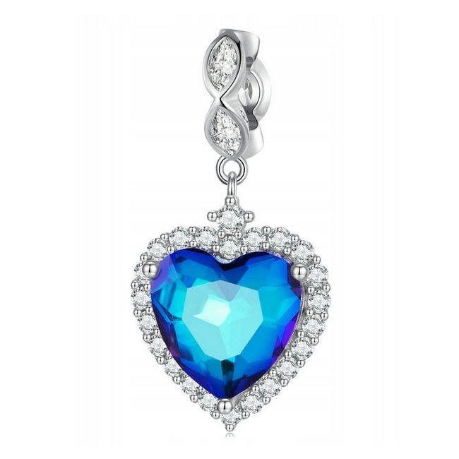 Zawieszka Charms SREBRO 925 Koralik Błękitne Serce Oceanu Titanic