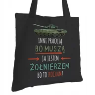 Torby i wózki na zakupy - Torba Bawełniana dla Żołnierza Czarna Na Prezent ekologiczna Trwały Nadruk - miniaturka - grafika 1