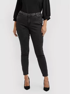 Spodnie damskie - Vero Moda Curve Jeansy Ludy 10249796 Czarny Slim Fit - grafika 1