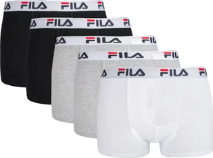 Bokserki męskie FILA, 5-pak - logo w pasie, miejskie, bawełna stretch, jednokolorowe czarny/szary/biały 2XL - Majtki męskie - miniaturka - grafika 1