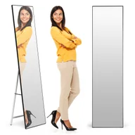 Lustra - Duże lustro stojące 159 cm aluminium czarna rama ModernHome - miniaturka - grafika 1
