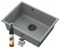 Zlewozmywaki - Granitan Manado Szary Podblatowy Zlew Czarny Podwieszany 60 - miniaturka - grafika 1