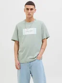 Koszulki męskie - Jack & Jones Koszulka w kolorze jasnozielonym - miniaturka - grafika 1