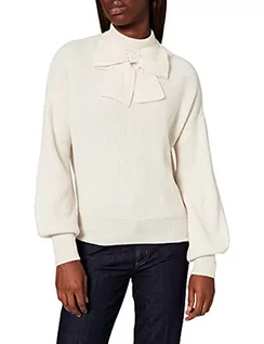 Swetry damskie - Love Moschino Damska bluza maxi z długimi rękawami That Puff at The Cuffs sweter, biały, 48 - grafika 1