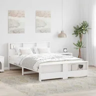 Stelaże pod materac - vidaXL Ramka łóżka Z zagłówkiem Biały 160 x 200 cm Lite drewno sosnowe - miniaturka - grafika 1