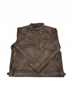 Skórzana kurtka męska brązowa REAL LEATHER M - Kurtki męskie - miniaturka - grafika 1